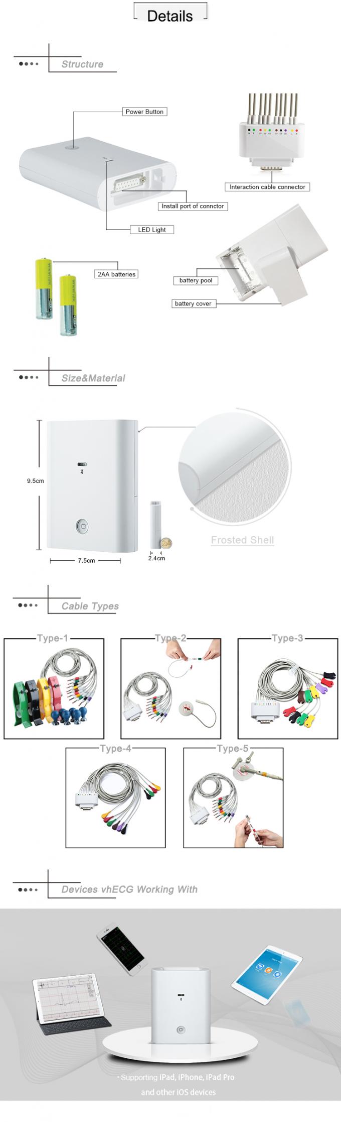 Φορητός εξοπλισμός iCV200 iPad ECG με το bluetooth